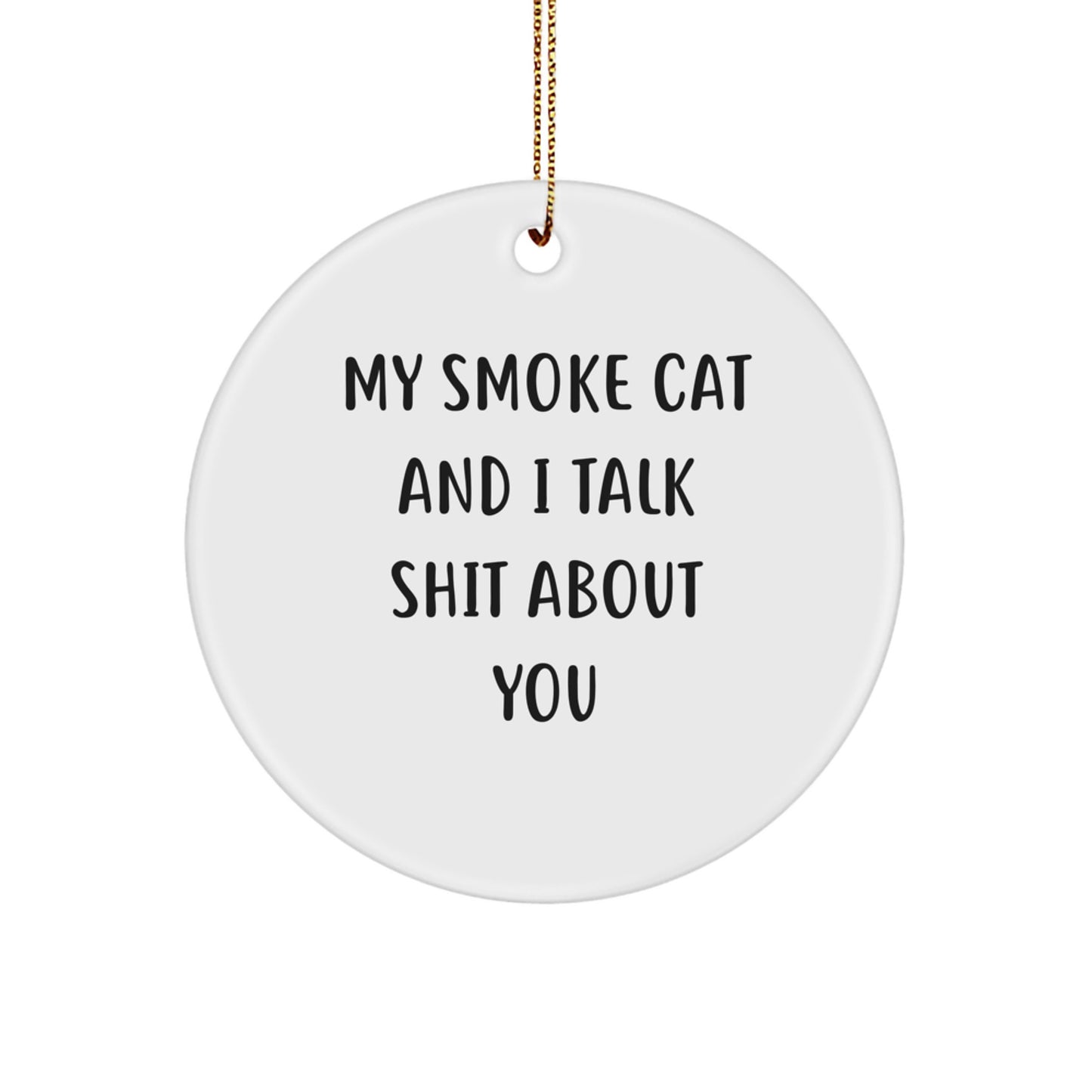Funny Smoke Cat Christmas Circle Ornament Gifts for Men Women Friends Family from Lover - Image 1