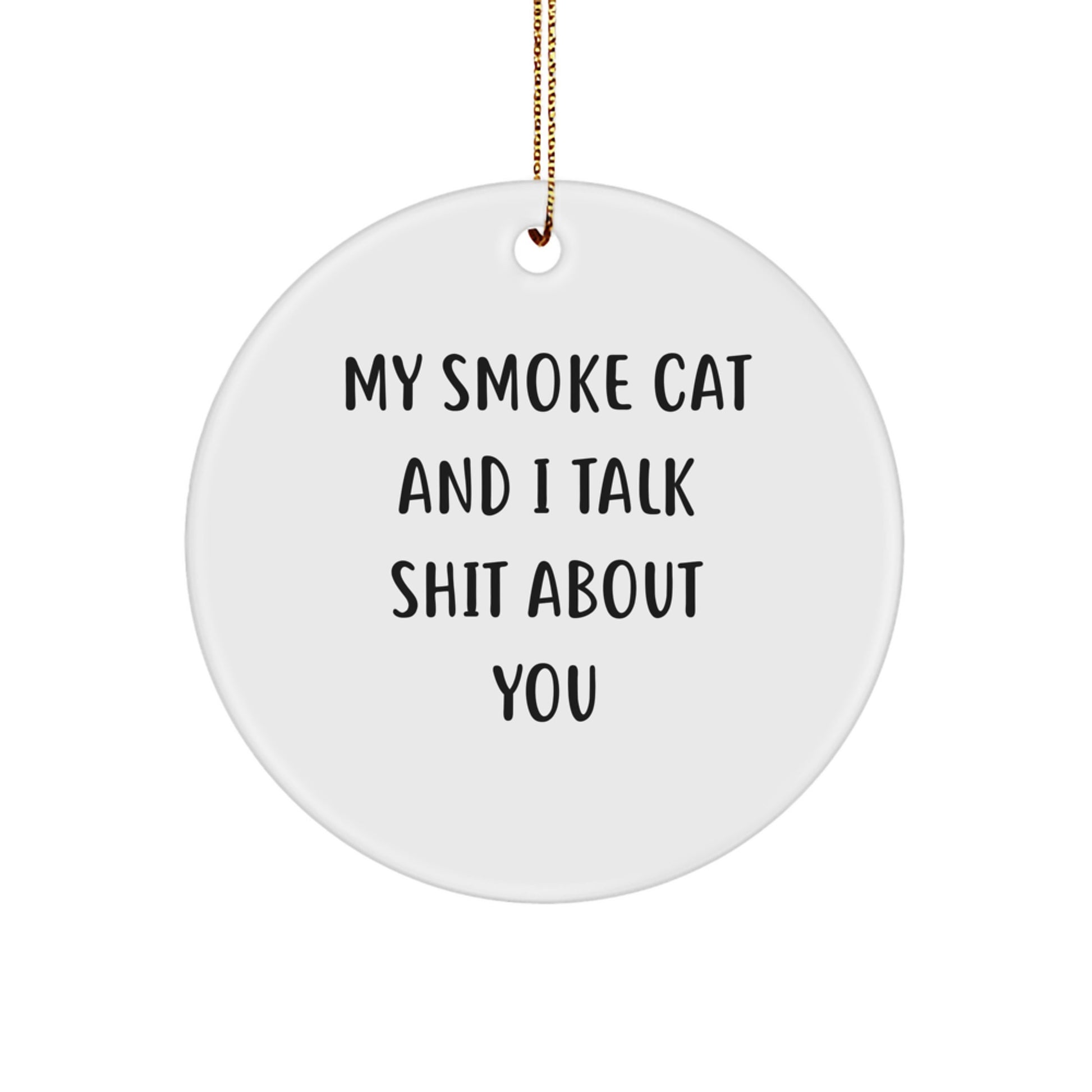 Funny Smoke Cat Christmas Circle Ornament Gifts for Men Women Friends Family from Lover - Image 1