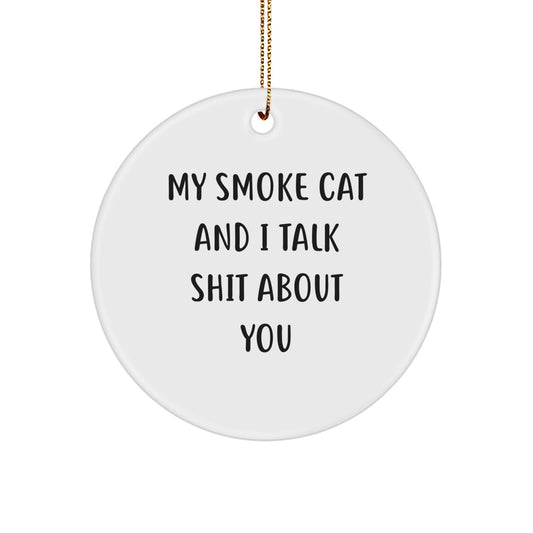 Funny Smoke Cat Christmas Circle Ornament Gifts for Men Women Friends Family from Lover - Image 1