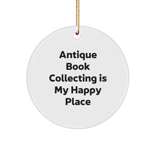 Vintage Bookworm Gifts from Friends and Family for Antique Book Collecting Lovers, Funny Circle Ornament for Christmas Unique Decor - Image 1