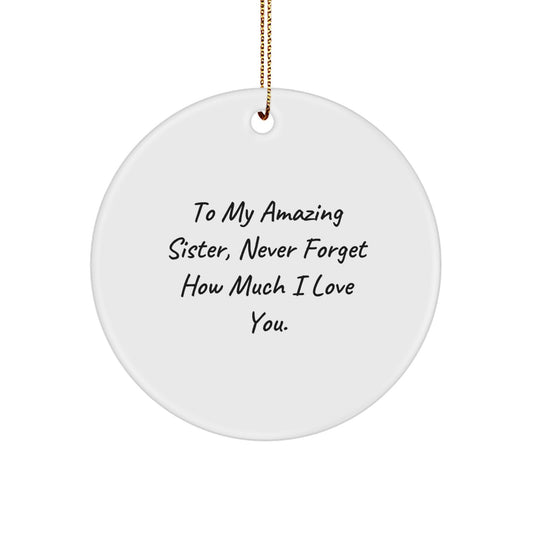 Sister Gifts from Family, To My Amazing Sister Unique Circle Ornament, Christmas Decorations - Image 1