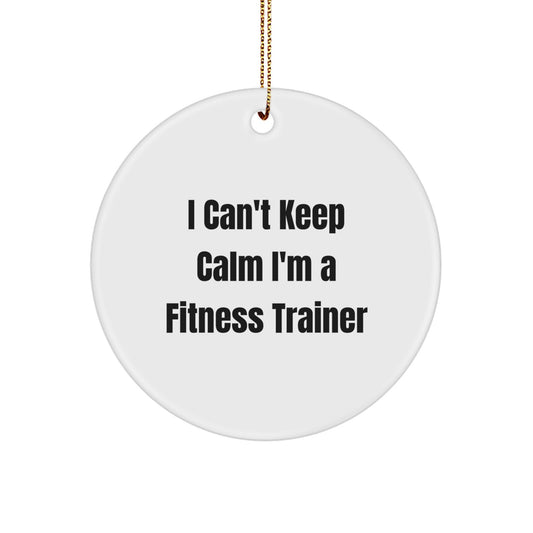 Funny Fitness Trainer Gifts for Men, Women, Friends, and Family - I Can't Keep Calm I'm A Fitness Trainer Circle Ornament, Unique Christmas Unique Gifts from Friends - Image 1