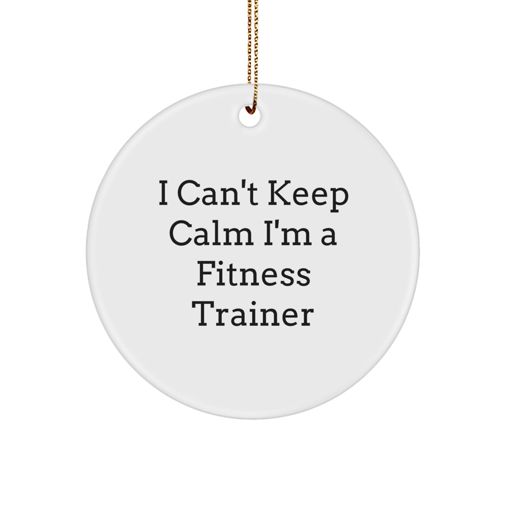 Funny Fitness Trainer Gifts from Men to Friends, Unique Christmas Circle Ornament, Inspirational I Can't Keep Calm I'm A 'Fitness Trainer' Decor - Image 1