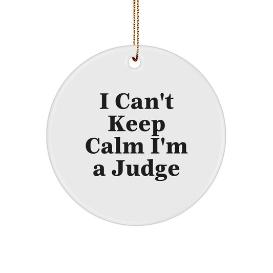 Funny Judge Circle Ornament, I Can't Keep Calm I'm A Judge, Gifts from Men, Women, Friends, Coworkers, Family, for Judge, Men, Women, Friends, Coworkers, Family, Christmas Unique Gifts - Image 1