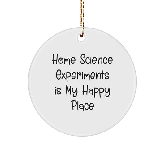 Funny Home Science Experiments Gifts from Friends, Circle Ornament, 'Home Science Experiments Is My Happy Place', Christmas Unique Gifts for Family - Image 1