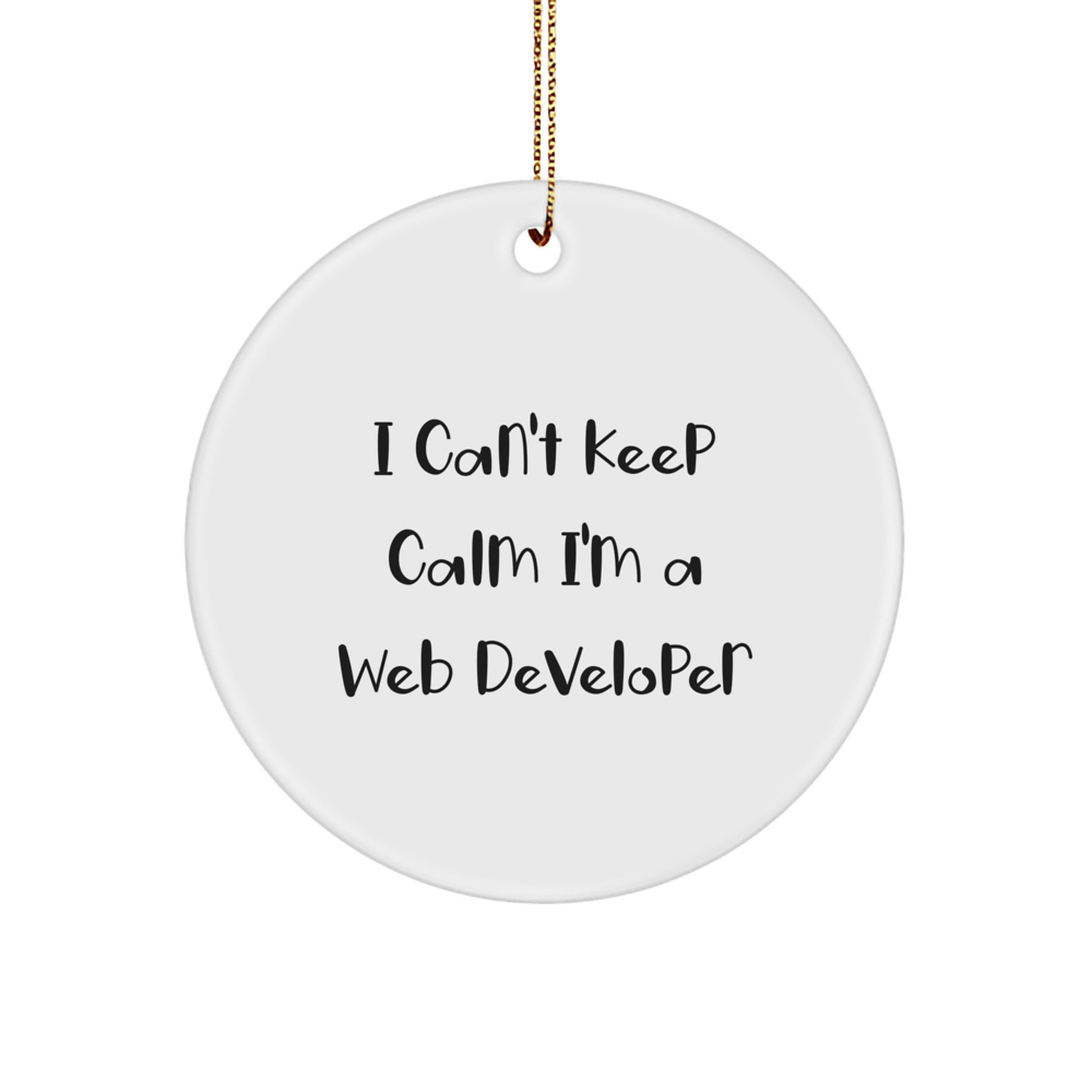 Web Developer Gifts from Men - I Can't Keep Calm I'm A Web Developer Christmas Circle Ornament for Web Developer Friends and Family - Image 1