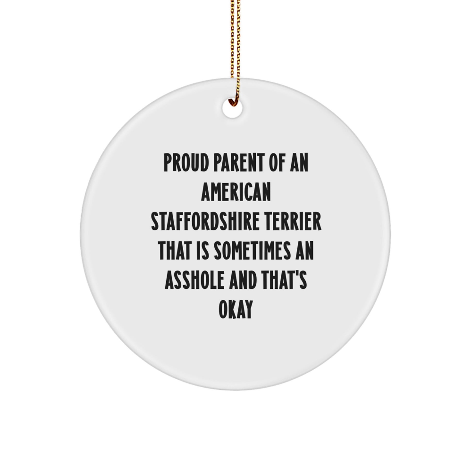 American Staffordshire Terrier Dog Lover Gifts from Friends - Proud Parent Christmas Unique Circle Ornament for Men Women Family - Image 1