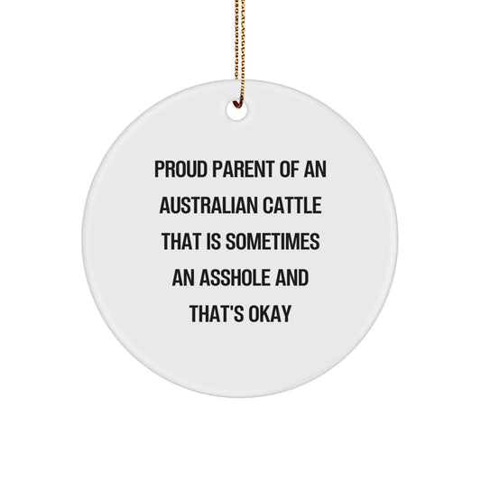 Funny Australian Cattle Dog Christmas Unique Gifts for Friends from Proud Parents, Australian Cattle Dog Circle Ornament, Unique Christmas Unique Gifts for Australian Cattle Dog Lovers - Image 1