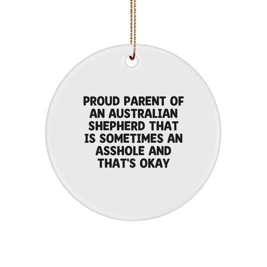 Funny Australian Shepherd Dog Gifts for Aussie Lovers - Christmas Unique Circle Ornament Gifts from Men to Family - Image 1