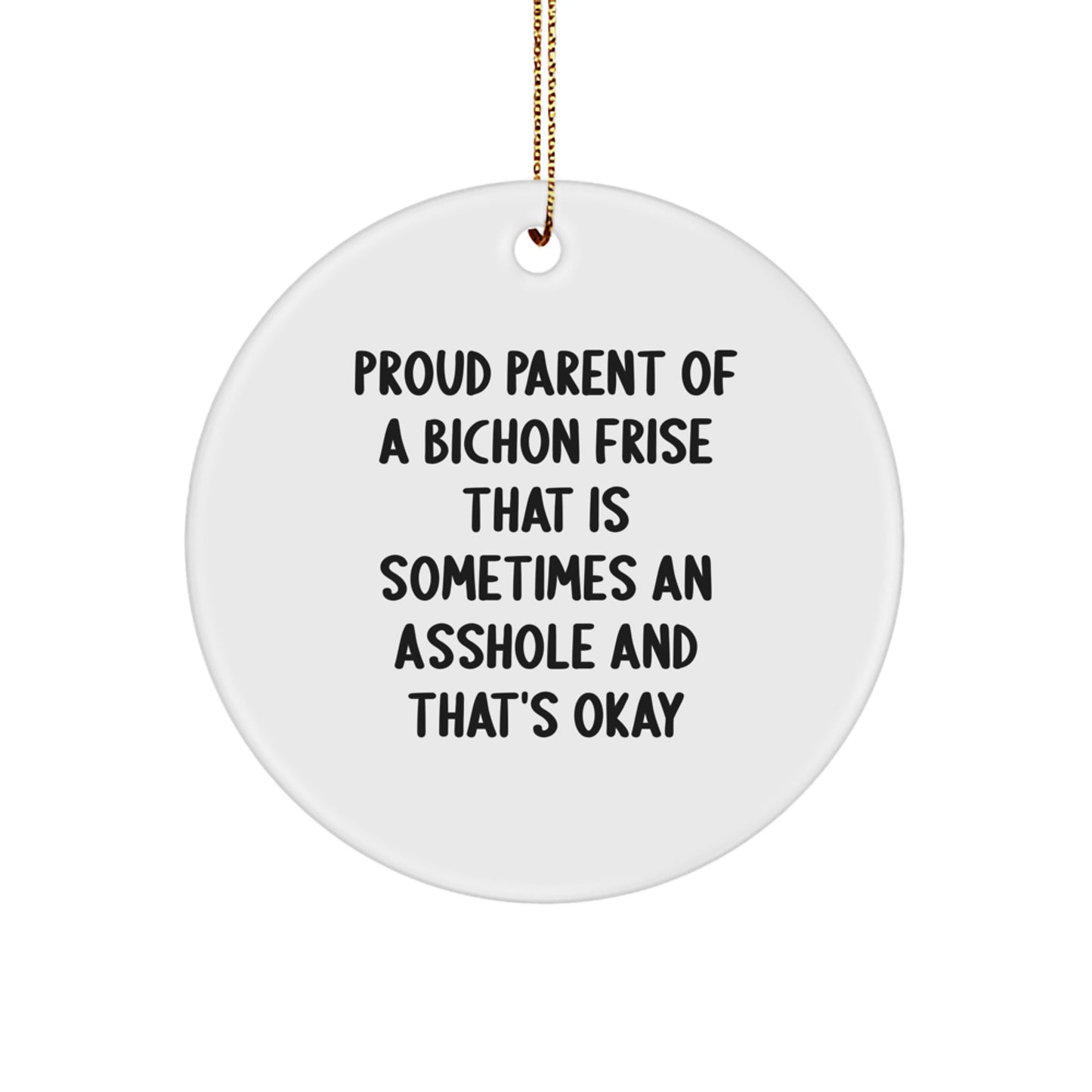 Funny Bichon Frise Dog Christmas Circle Ornament Gifts from Family Friends for Bichon Frise Dog Lover - Image 1