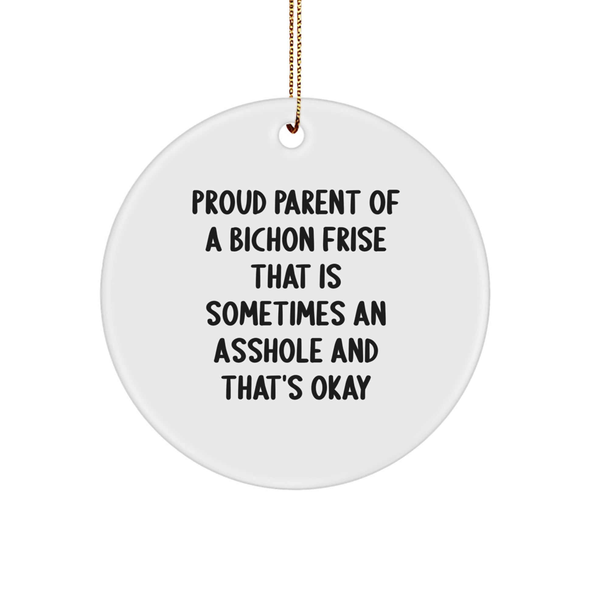 Funny Bichon Frise Dog Christmas Circle Ornament Gifts from Family Friends for Bichon Frise Dog Lover - Image 1