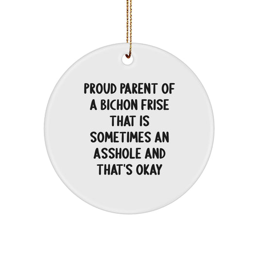 Funny Bichon Frise Dog Christmas Circle Ornament Gifts from Family Friends for Bichon Frise Dog Lover - Image 1