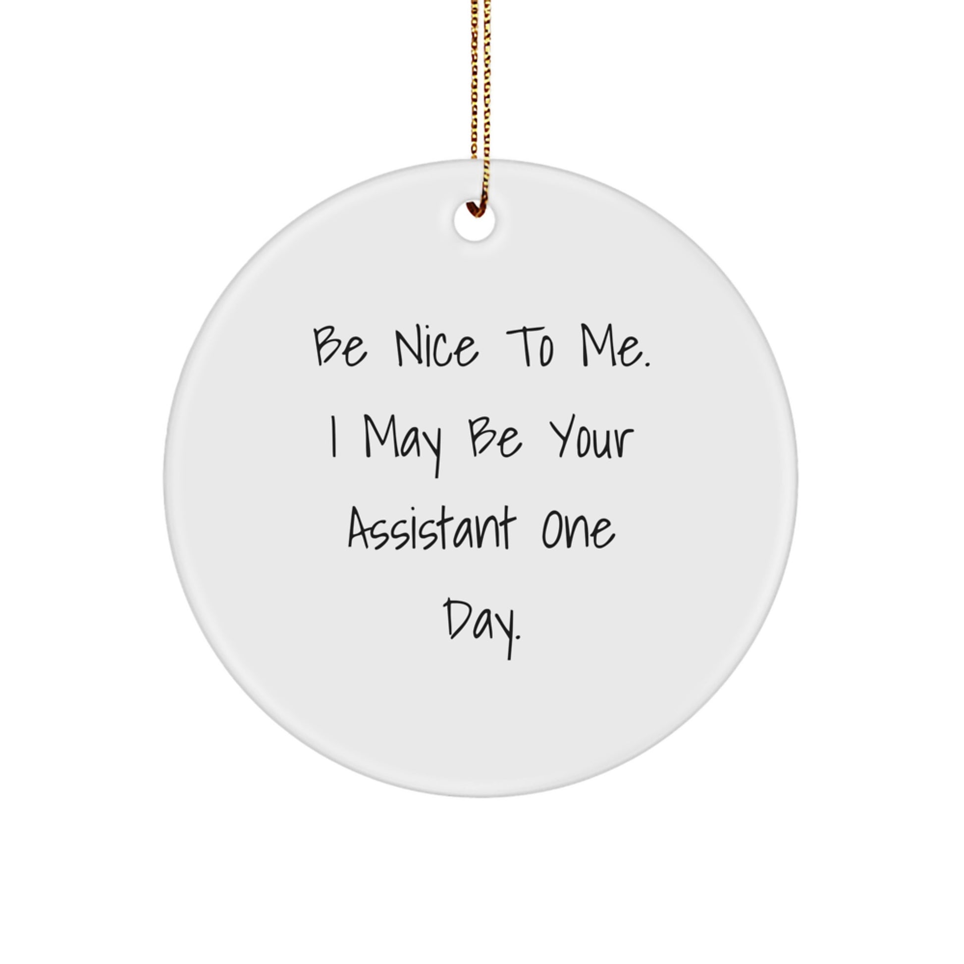 Funny Assistant Gifts from Friends - Be Nice To Me Circle Ornament - Christmas Unique Assistant Gifts for Men Women Family - Image 1