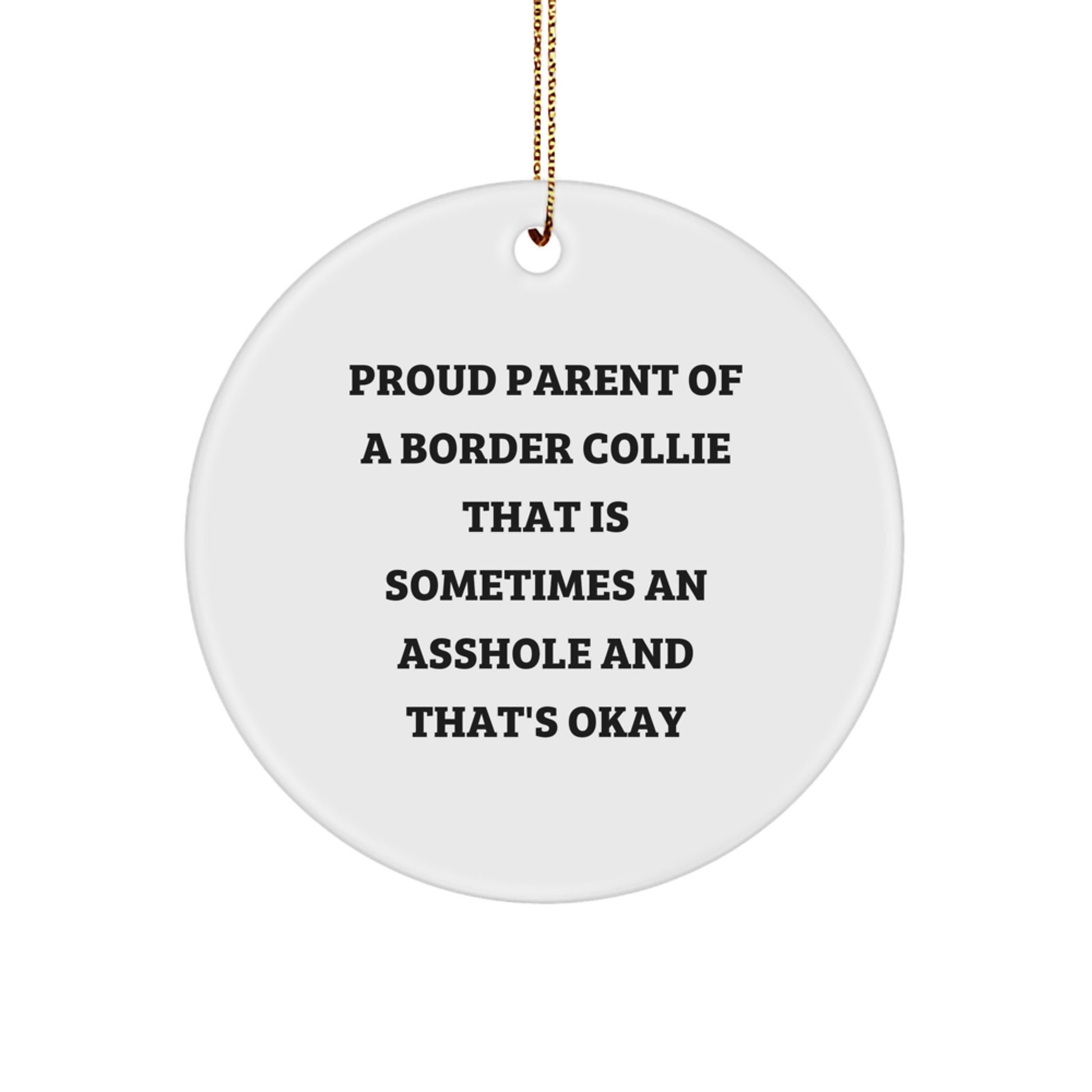 Funny Border Collie Dog Quotes Gifts for Men Women Friends Coworkers Circle Ornament - Image 1