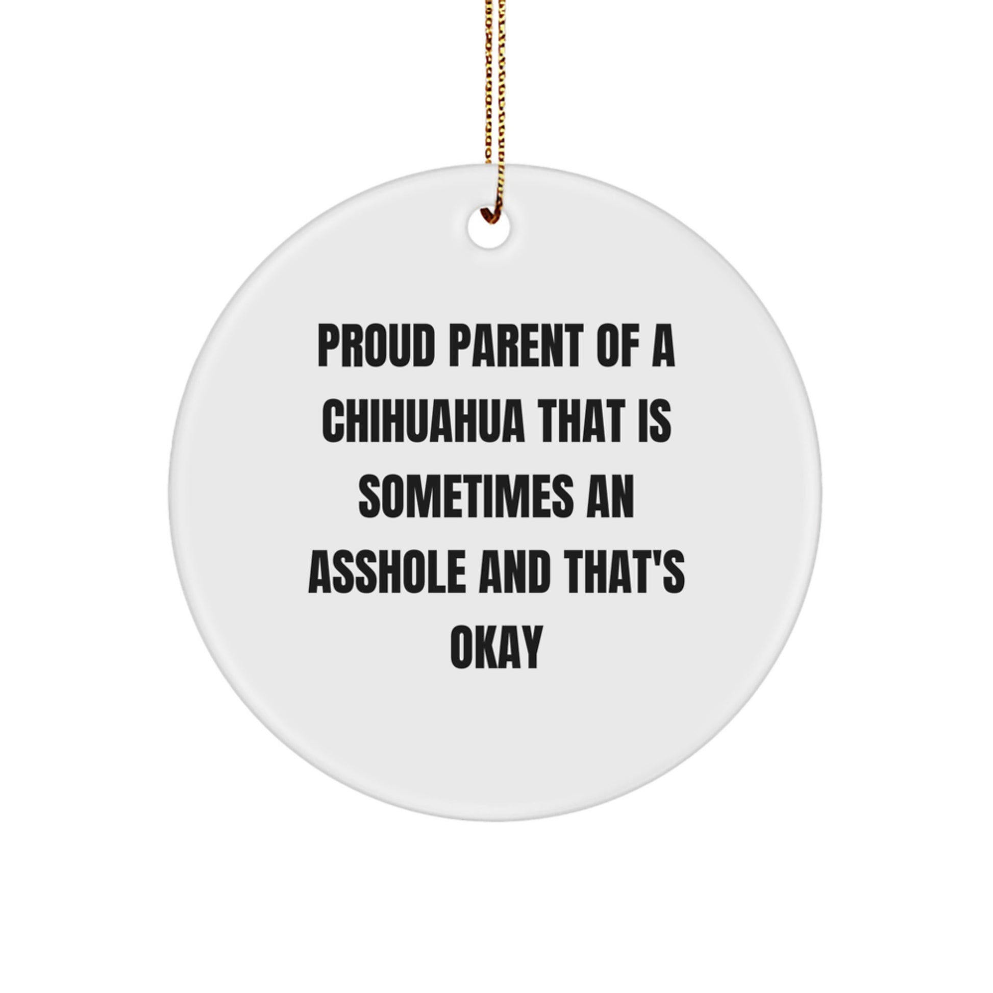 Funny Chihuahua Dog Lover Gifts for Christmas, Circle Ornament with Quirky Quote - Gifts from Friends and Family - Image 1