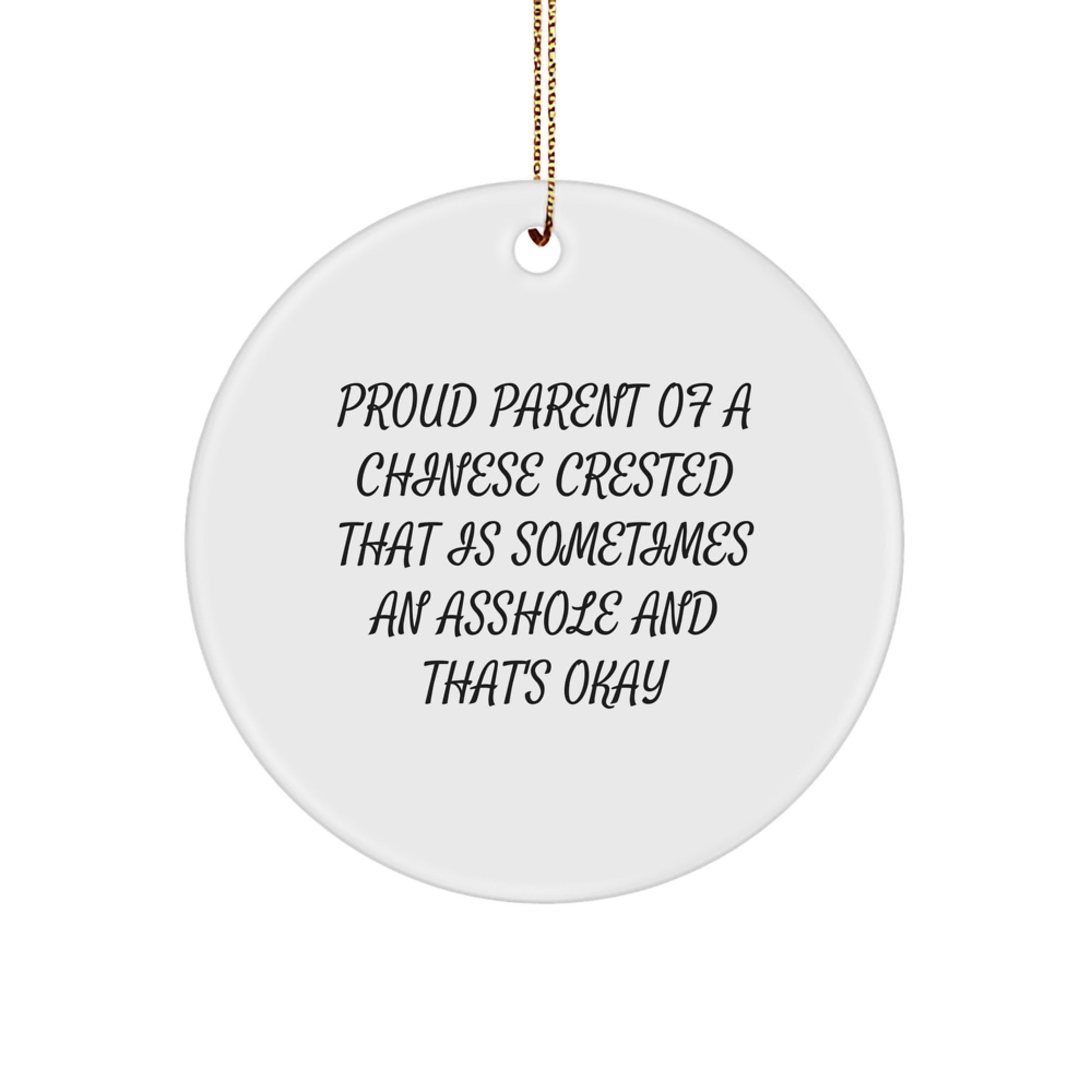 Funny Chinese Crested Dog Circle Ornament Gifts from Friends for Chinese Crested Dog Lovers - Image 1