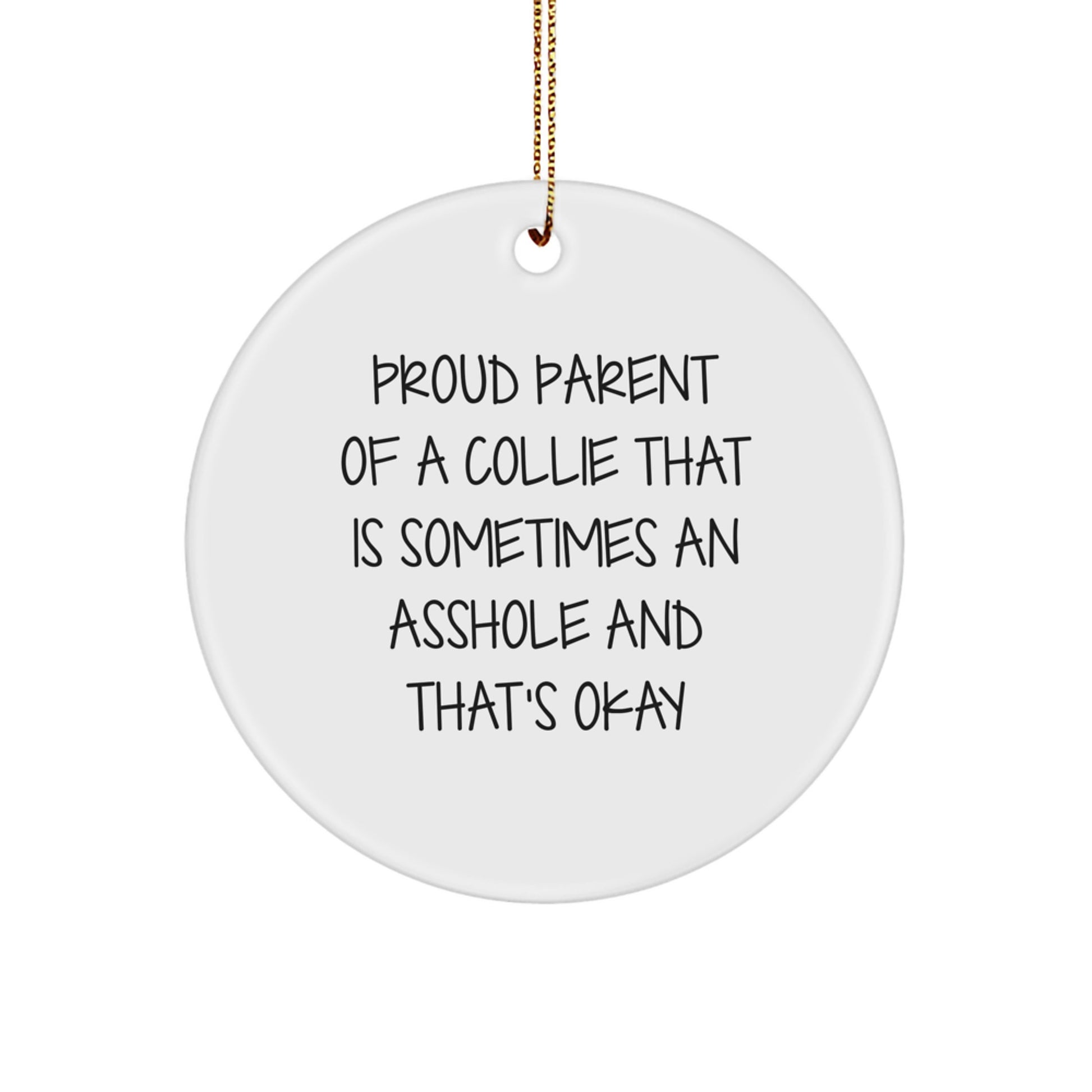Collie Dog Christmas Unique Gifts from Friends and Family - Proud Mom of Asshole Collies, Funny Collie Dog Lover Ornament, Collie Dog Circle Ornament, Holiday Gifts for Collie Dog Enthusiasts - Image 1