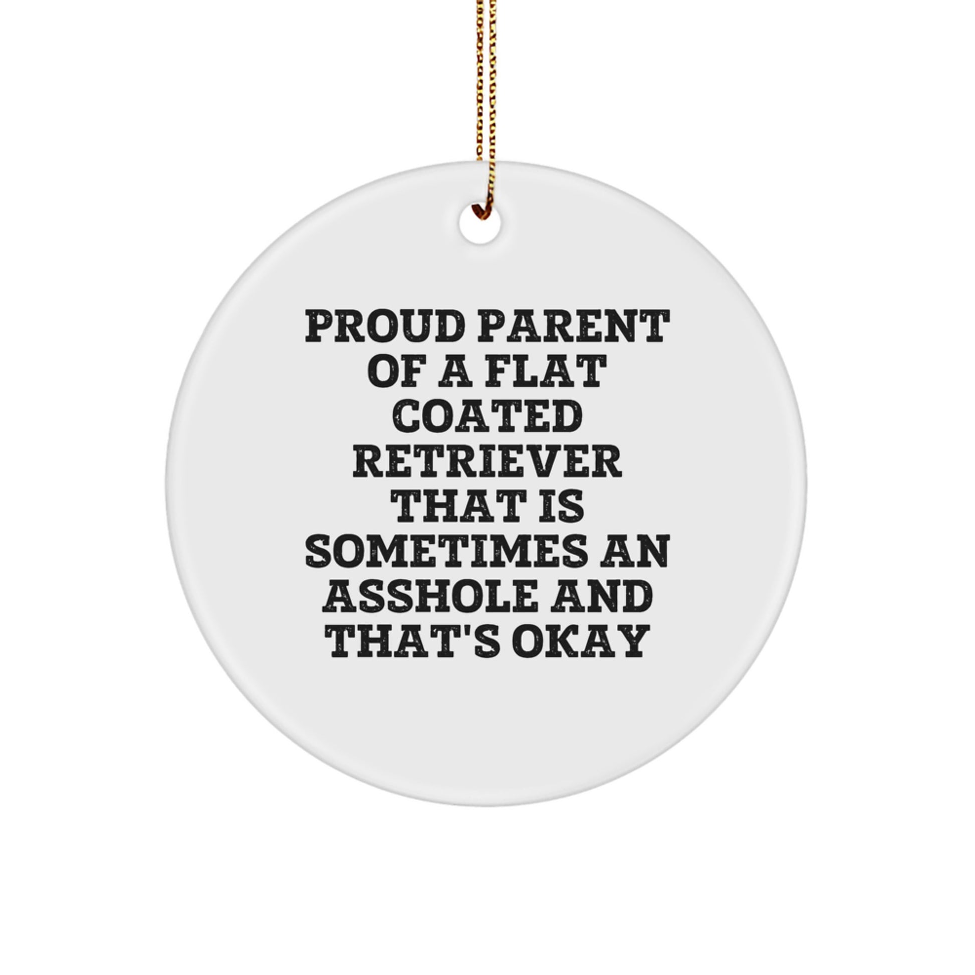 Funny Flat Coated Retriever Dog Gifts for Christmas, Circle Ornament with Proud Parent Quote - Gifts from Family for Lovers of Flat Coated Retriever Dog - Image 1