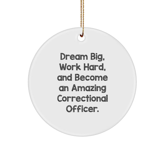Correctional Officer Gifts from Friends, 'Dream Big, Work Hard, And Become An Amazing' Circle Ornament, Christmas Unique Inspirational Gifts for Correctional Officer - Image 1