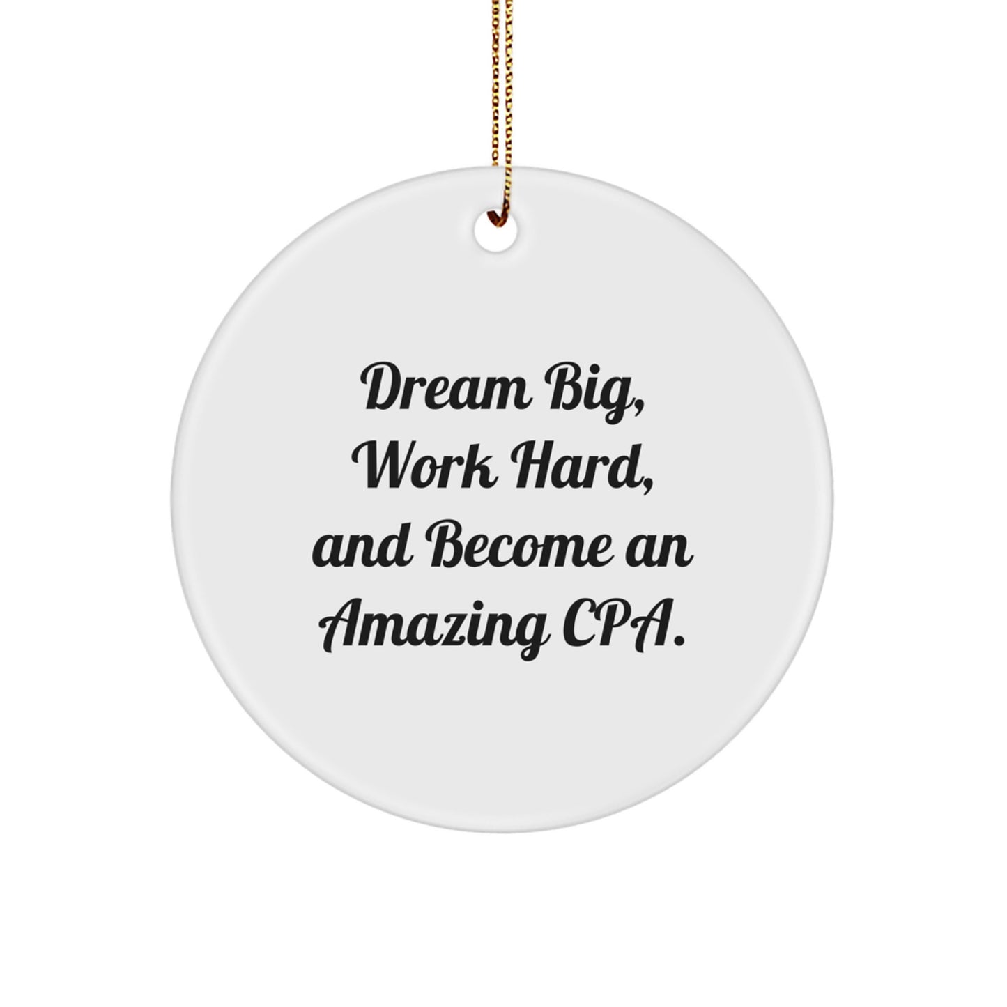 Funny CPA Gifts for Men, Women, Friends, Coworkers - Dream Big, Work Hard, Circle Ornament for CPA Enthusiast, Christmas Unique Gifts from Friends - Image 1