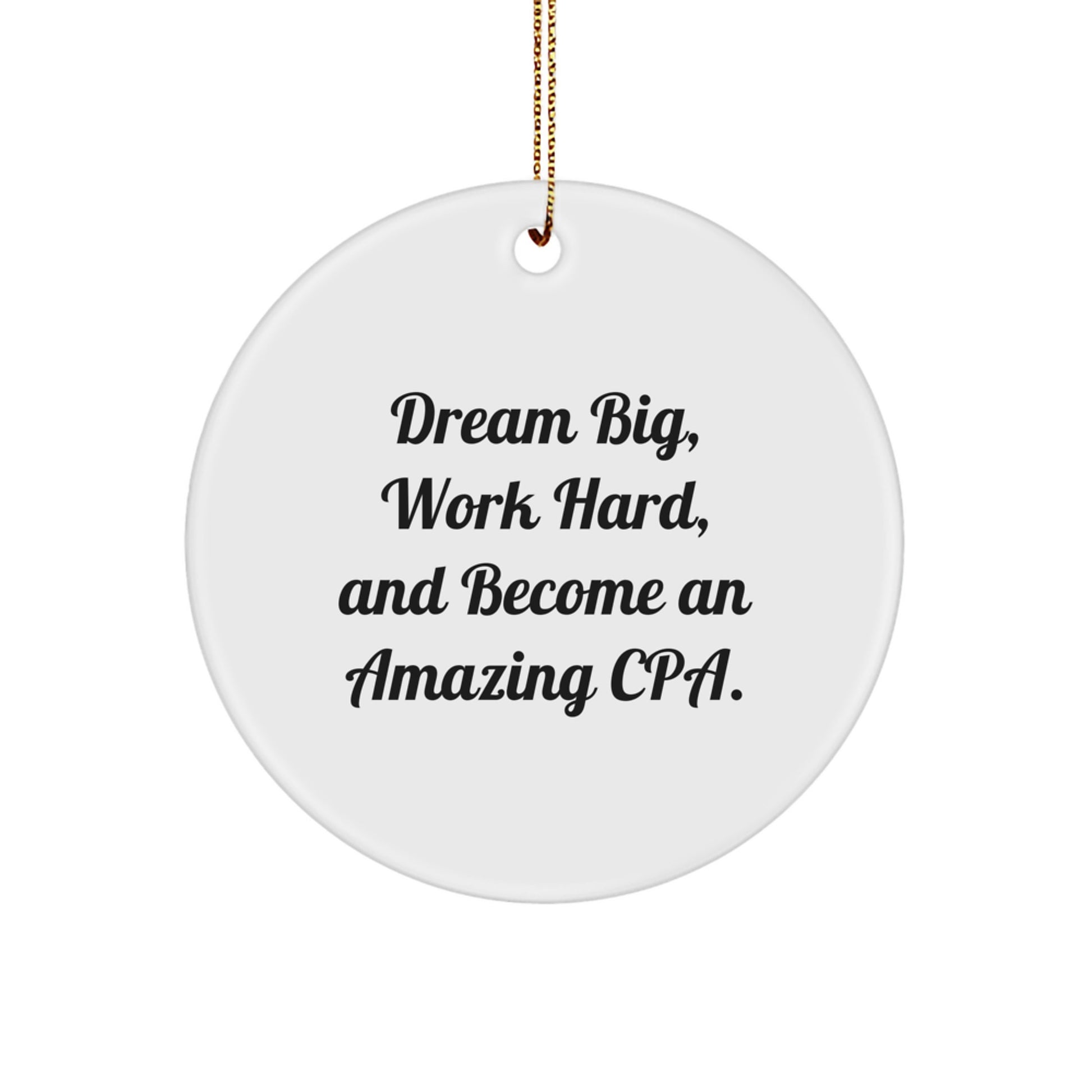 Funny CPA Gifts for Men, Women, Friends, Coworkers - Dream Big, Work Hard, Circle Ornament for CPA Enthusiast, Christmas Unique Gifts from Friends - Image 1