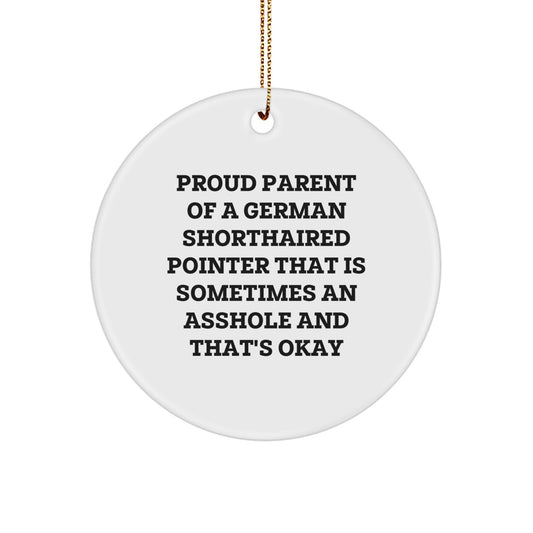 Funny German Shorthaired Pointer Dog Gifts, Christmas Circle Ornament for Proud Parents, Gifts from Men to Family Members - Image 1