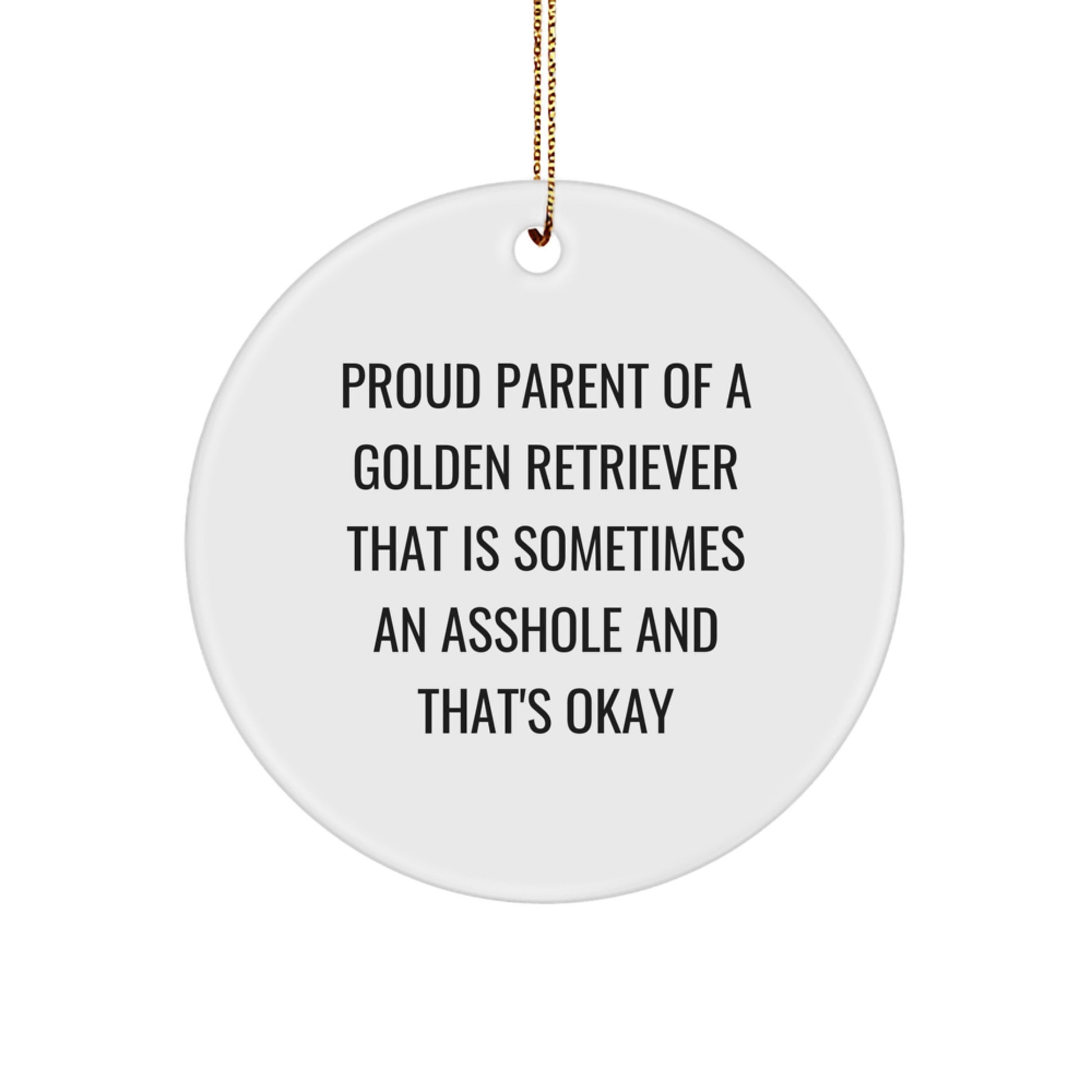 Funny Golden Retriever Dog Gifts for Men from Friends, Circle Ornament Christmas Unique Decorations - Image 1