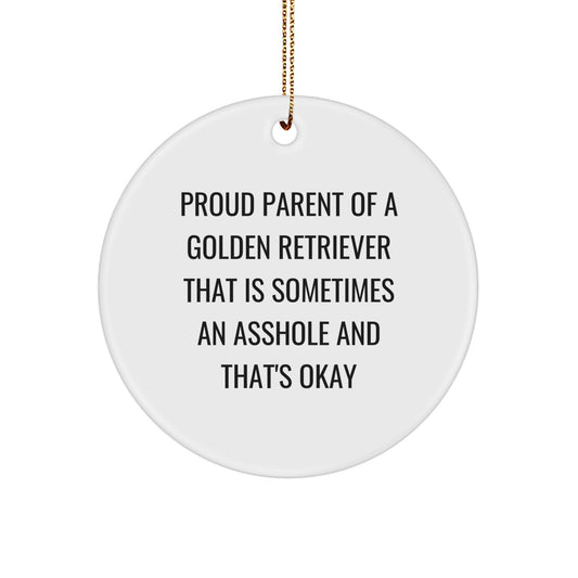 Funny Golden Retriever Dog Gifts for Men from Friends, Circle Ornament Christmas Unique Decorations - Image 1