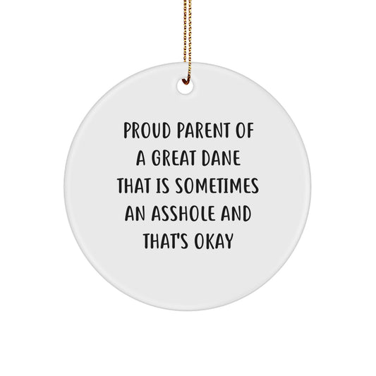 Funny Great Dane Dog Circle Ornament Gifts from Men to Family for Christmas Unique - Image 1