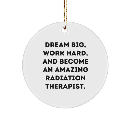 Dream Big Funny Radiation Therapist Gifts for Men Women Friends Coworkers Family - Inspirational Christmas Circle Ornament - Image 1