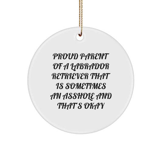 Funny Labrador Retriever Dog Circle Ornament Gifts for Proud Parents - Unique Christmas Decorations from Friends and Family - Image 1