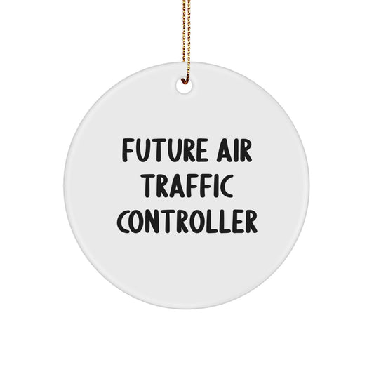 Funny Air Traffic Controller Gifts for Future Air Traffic Controller, Circle Ornament, Christmas Unique Gifts from Friends, Inspirational Quote, 'May the Runway be with You' - Image 1