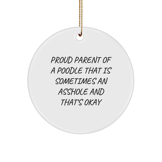 Funny Poodle Dog Circle Ornament Gifts from Family Friends for Christmas - Image 1