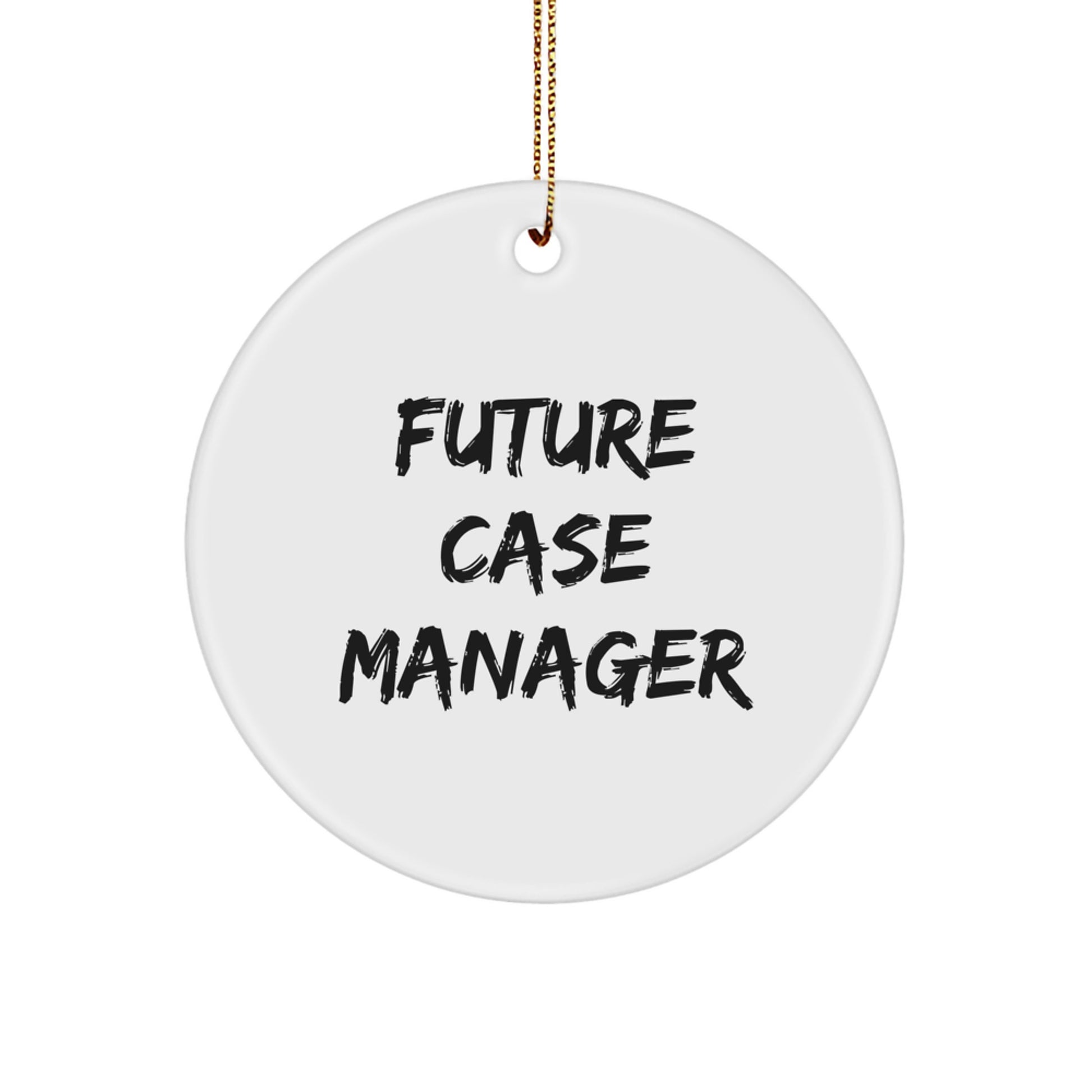 Funny Future Case Manager Gifts from Friends for Case Managers Circle Ornament, White, Christmas Unique Gifts - Image 1
