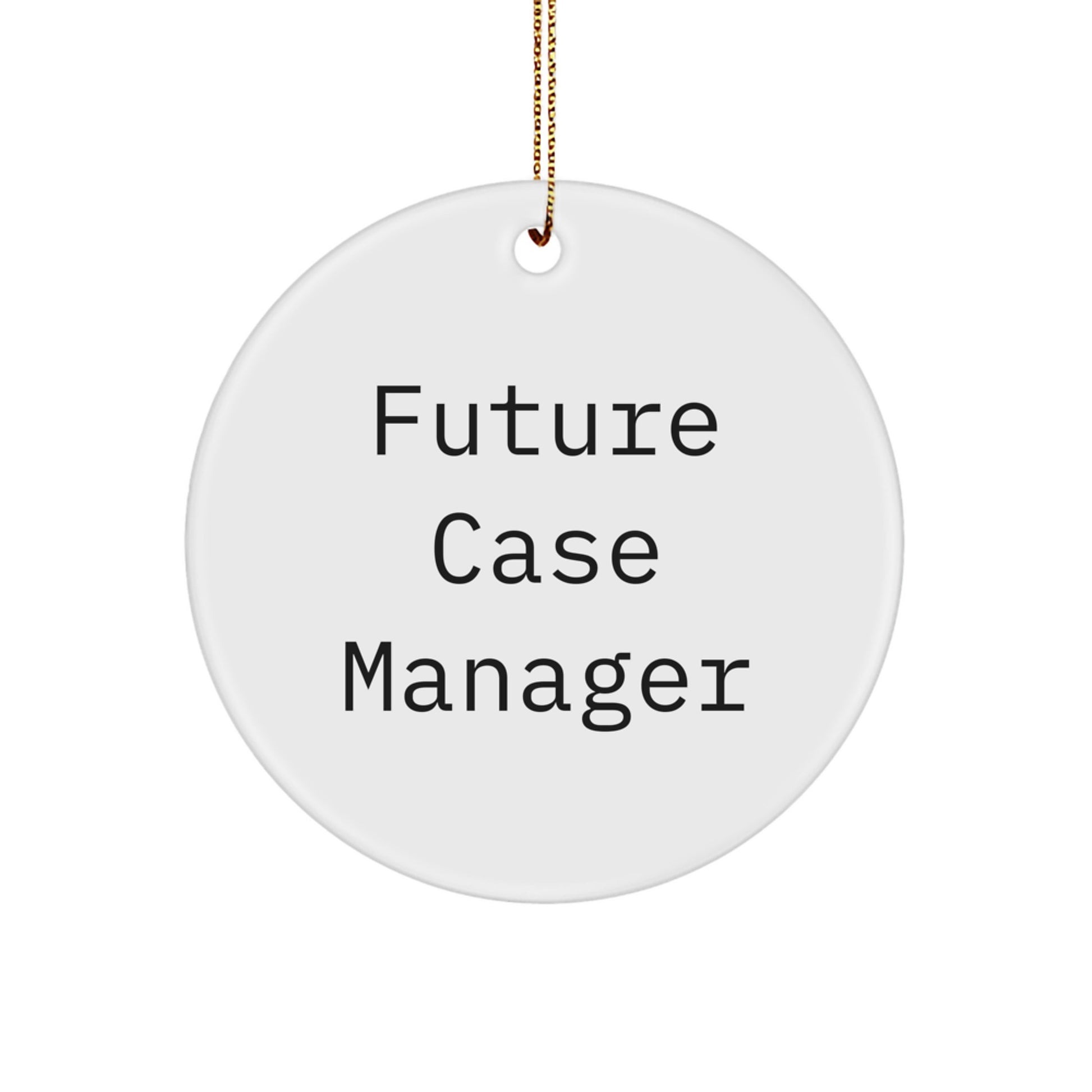 Funny Gifts from Friends for Case Manager Christmas Unique Circle Ornament, Inspirational Future Case Manager Quote - Image 1