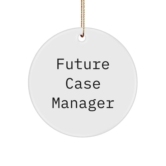 Funny Gifts from Friends for Case Manager Christmas Unique Circle Ornament, Inspirational Future Case Manager Quote - Image 1