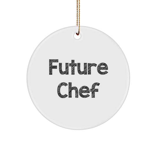 Future Chef Fun Circle Ornament, Funny Gift for Men, Gifts from Family, Unique Christmas Unique Gifts for Chef, White Circle Shaped MDF with Sublimation Printing - Image 1