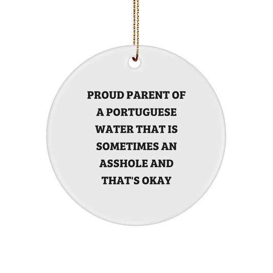 Funny Portuguese Water Dog Circle Ornament Gifts from Friends for Men Women Christmas Unique - Image 1