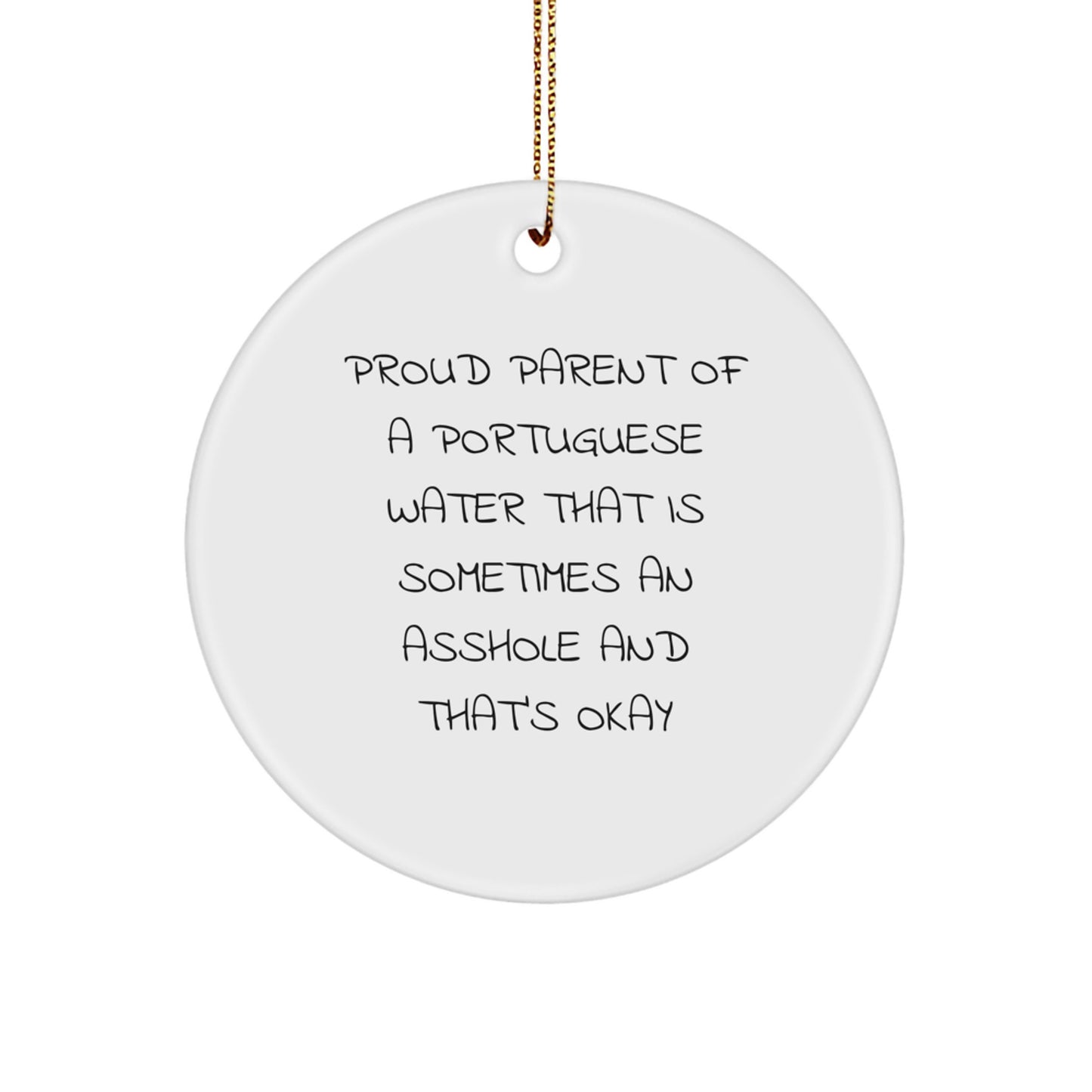 Funny Portuguese Water Dog Lover Gifts - Portuguese Water Dog Christmas Circle Ornament, Gifts from Men to Friends, Family, and Portuguese Water Dog Owners - Image 1