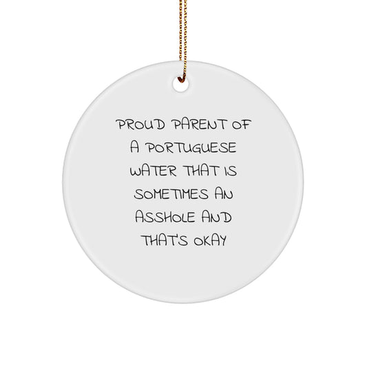 Funny Portuguese Water Dog Lover Gifts - Portuguese Water Dog Christmas Circle Ornament, Gifts from Men to Friends, Family, and Portuguese Water Dog Owners - Image 1