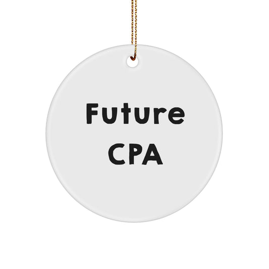 Funny Future CPA Gifts from Friends, Circle Ornament for CPA Students, Inspirational Quote for Christmas Unique Gifts - Image 1