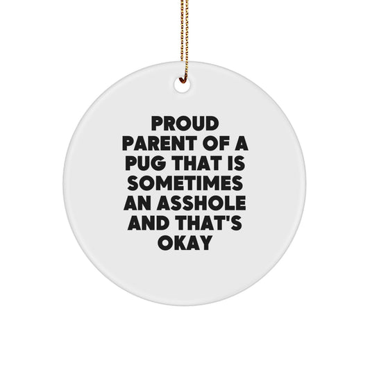 Funny Pug Dog Christmas Circle Ornament Gifts for Pug Lovers from Friends and Family - Image 1