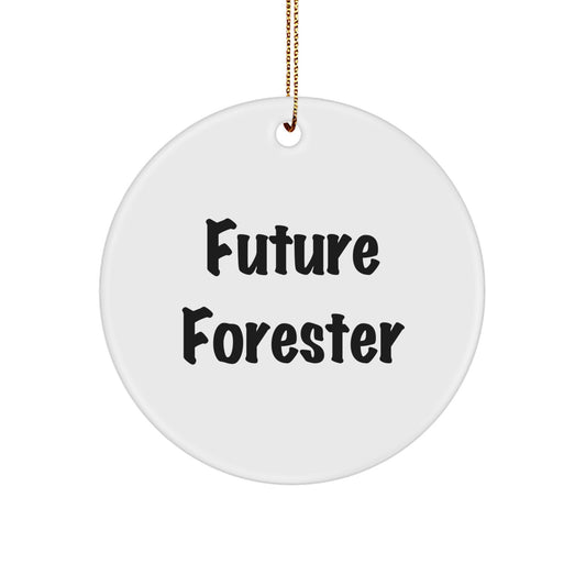 Funny Forester Gifts for Men Circle Ornament 'Future Forester' White Christmas Decoration, Gifts from Dad or Friends - Image 1