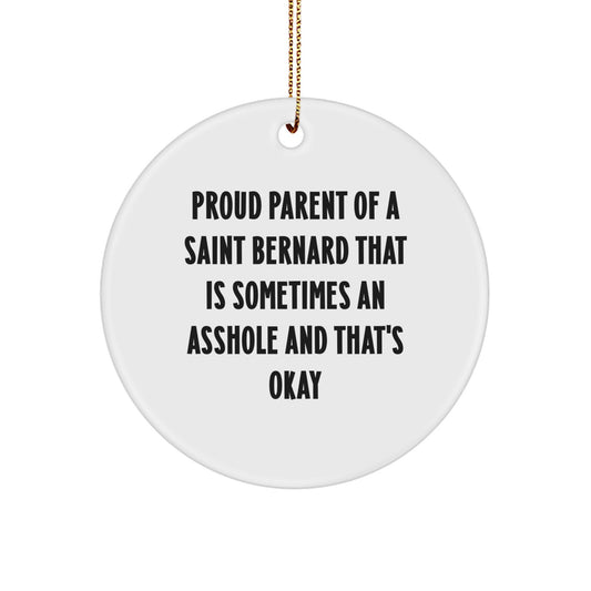 Funny Saint Bernard Dog Lover Gifts for Men Women Friends Family - Christmas Unique Circle Ornament from Lover - Image 1