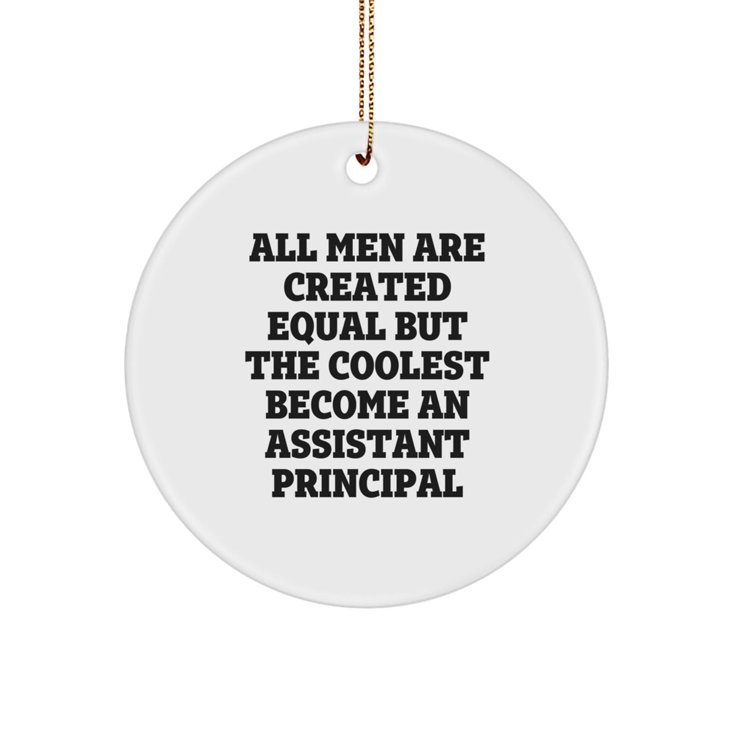 Funny Assistant Principal Gifts for Men, Christmas Unique Circle Ornament 'All Men Are Created Equal But The Coolest Become An Assistant Principal' - Gifts from Family, Friends, Coworkers - Image 1