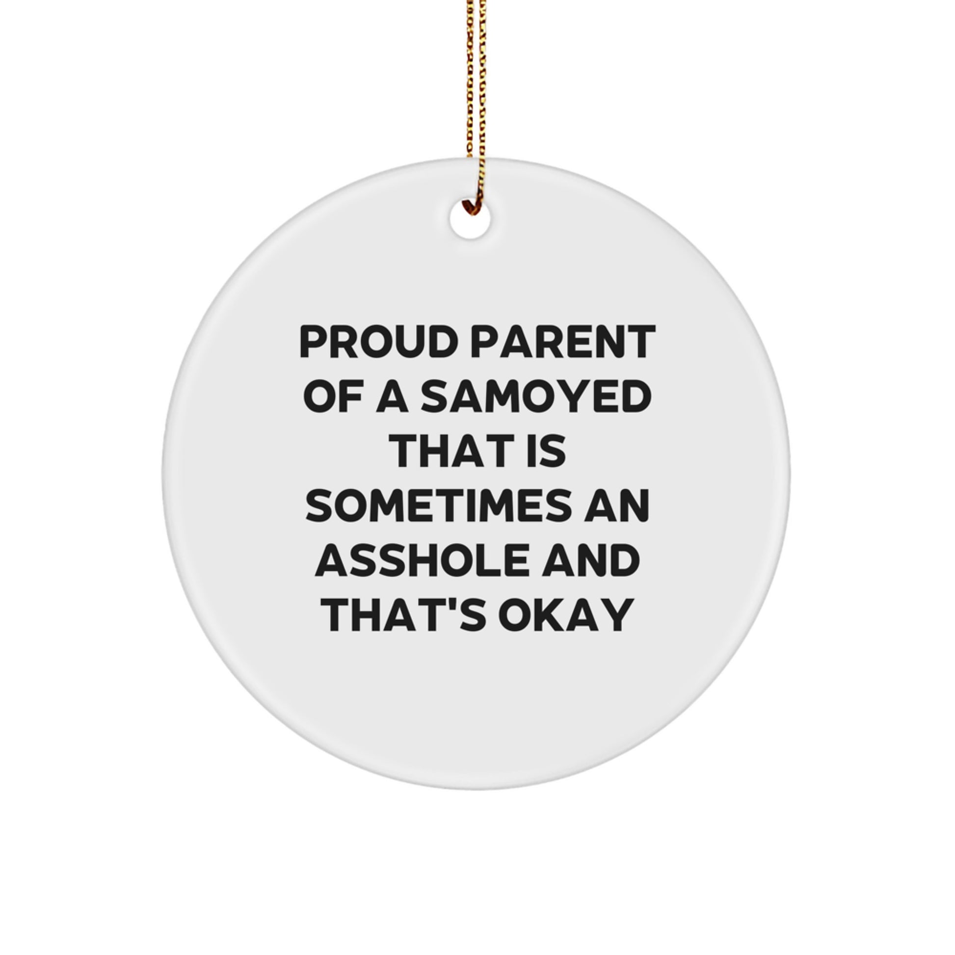 Funny Samoyed Dog Lover Gifts from Friends and Family - Circle Ornament for Christmas Unique Presents - Image 1