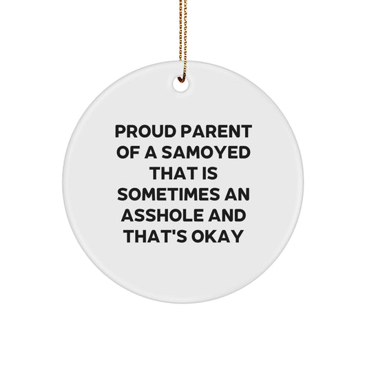 Funny Samoyed Dog Lover Gifts from Friends and Family - Circle Ornament for Christmas Unique Presents - Image 1