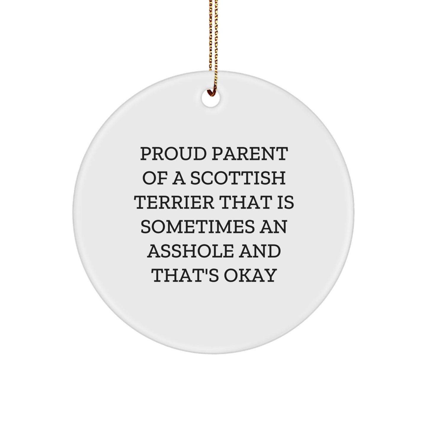 Funny Scottish Terrier Dog Gifts from Friends - Circle Ornament for Men Women Dad Mom Scottish Terrier Enthusiast Christmas Unique Decoration - Image 1
