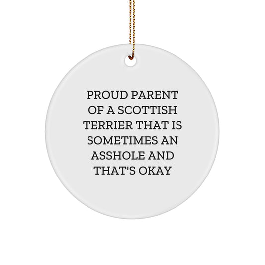 Funny Scottish Terrier Dog Gifts from Friends - Circle Ornament for Men Women Dad Mom Scottish Terrier Enthusiast Christmas Unique Decoration - Image 1
