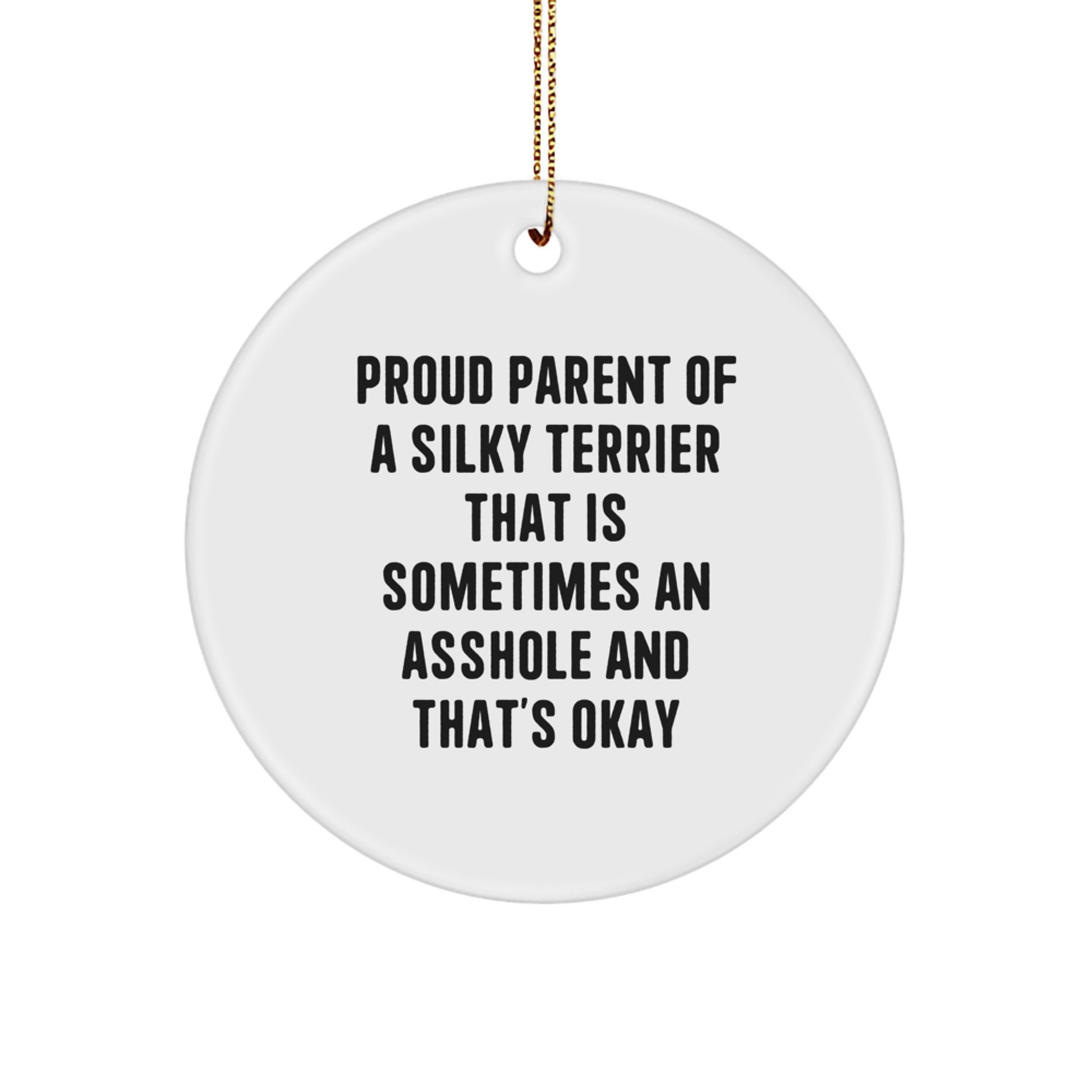 Gifts from Friends for Silky Terrier Dog Lovers Funny Ornament, Proud Parent Silky Terrier Dog Circle Ornament, Christmas Unique Gifts - Image 1